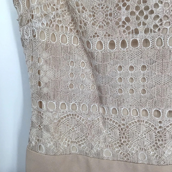 BCBGMAXAZARIA Marsha Delicate Lace Drop Waist Pan Collar Champagne Size 2 - Picture 6 of 9